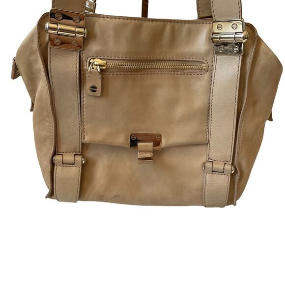 Jimmy Choo Parker Shoulder Bag Calfskin Leather Made in Italy Tan Neutral GUC - Picture 2 of 16